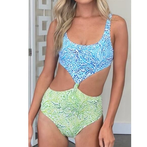New Free People Solid & Striped The Bailey One-Piece Swimsuit $188 SMALL Blue - Picture 3 of 4